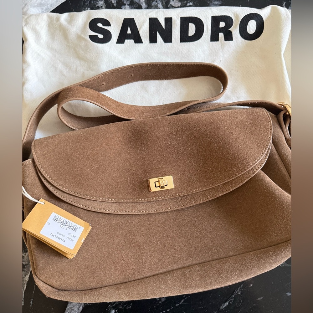 NWT Sandro Le Mambo Suede Crossbody Shoulder Bag - Picture 10 of 15